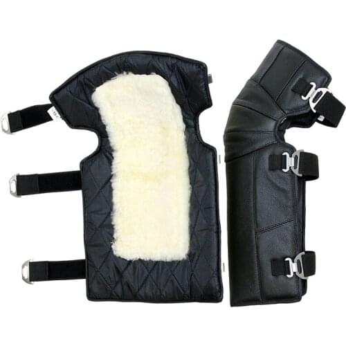 LMoDri Leather Wool Scooter Knee Pads Warm Cycling Winter Riding Motorcycle Knee Pads Thick Windproof Cold Waterproof