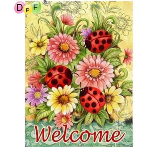 DPF square diamond painting red laddy bug DIY 5D crafts diamond mosaic home decor diamond embroidery cross stitch needlework