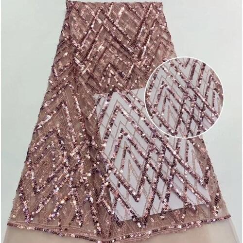 Hot selling straight cross heavy industry bead tube sequin embroidery / French tulle lace dress dress design fabric