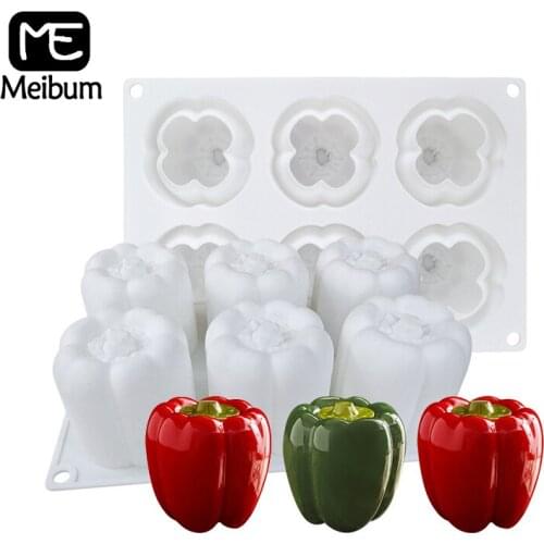 Meibum 6 Cavity Chili-Shaped Silicone Mold Mousse Cake Molds Pastry Mould Dessert Decoration Bakeware Kitchen Baking Tools