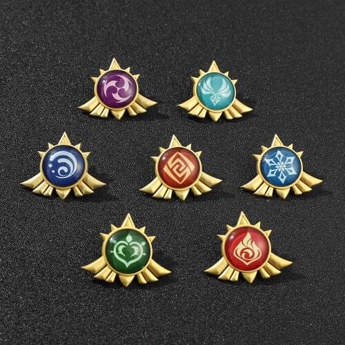 Game Genshin Impact Metal Lapel Pins Eye of God Element Badge Fashion Jewelry Clothes Brooches Mondstadt Role Player Gifts