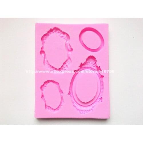 New! Free Shipping Mirror Frames Shaped Silicone Mold Cake Decoration Fondant Cake 3D Food Grade Silicone Mould 221