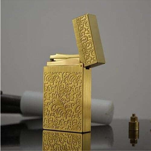 New creative personality retro fancy gas light burner deep carved windproof brass lighter