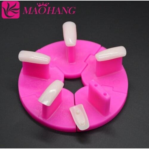MAOHANG 2Sets/LOT New Round Plastic Nail Art Salon Tools Tips Display Practice Stand Holder False Nail Show Work Table Practice
