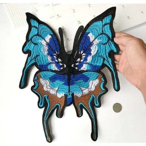 PGY Colorful Butterfly DIY Clothing Patches Big Sew On Applique High Quality Embroidered For T-Shirt Fabric Sewing Accessories
