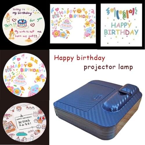 Happy Birthday Projector Light Home Bedroom Atmosphere LED Lamp Korean Ins Wind Photo Projector Lighting Effect Festival Gifts