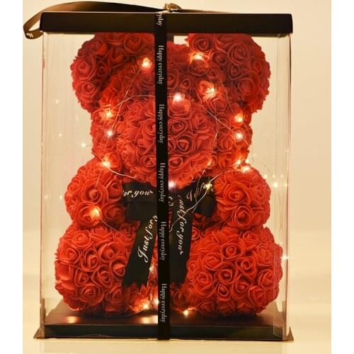 2020 Romantic Valentines Day Plush Rose Teddy Bear Gift Birthday Present Christmas Wedding Artificial Flowers Gifts for Her