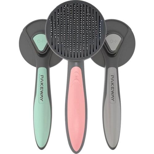 Pakeway Self Slicker Pet grooming brush self-cleanning comb massage needle comb for dog and cat remove loose hair