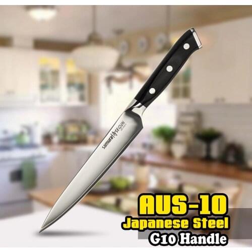 TUO CUTLERY Utility Knife - 3 Layers AUS-10 Japanese High Carbon Kitchen Knife - Ergonomic G10 Handle - 6'' (152mm)