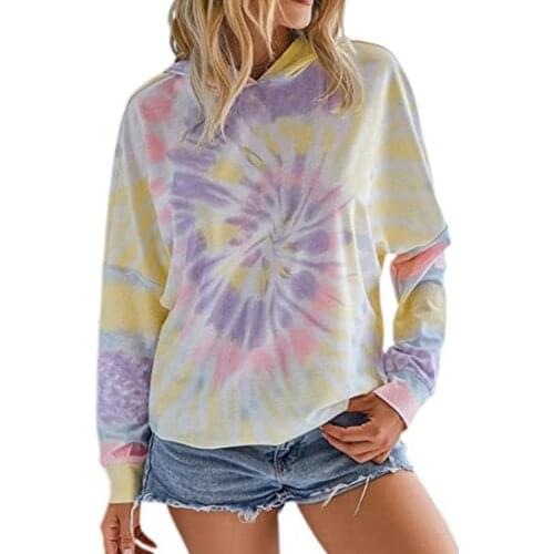 Women Autumn Fashion Hoodie Long Sleeve Hooded Sweatshirt Pullover Tie Dye Swirl Hoodie Plus Size 3XL Warm Clothes For Female
