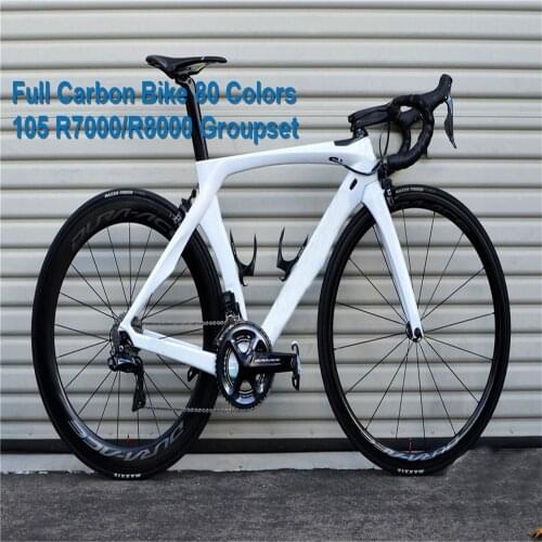 Carbon Racing Bike RB1K THE ONE White Carbon Road Complete Bike with 105 R7000 groupset 50mm Cosmic Wheelset 30 colors