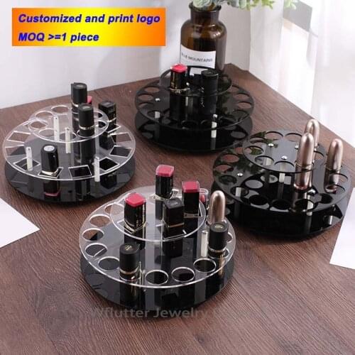 High Quality Rotating Acrylic Lipstick Display Rack Cosmetic Showing Stand Jewelry Holder Lipstick Display Shelf Props organizer