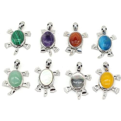 Explosive Natural Stone Rose Quartz Agate Alloy Turtle-shaped Pendant Making DIY Exquisite Necklace Bracelet Jewelry Gift Party