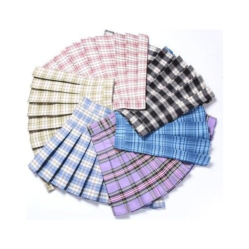 New Summer Women Pleated Skirt High Waist A-Line Female Plaid Skirts Fashion Casual Ladies Mini Skirts Slim Sexy Womens Skirt