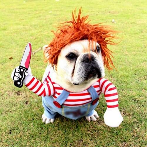 Funny Pet Dog Clothes Dog Halloween Costume Christmas Comical Cosplay Outfits With Wig Hat Pet Cat Dog Festival Party Clothing