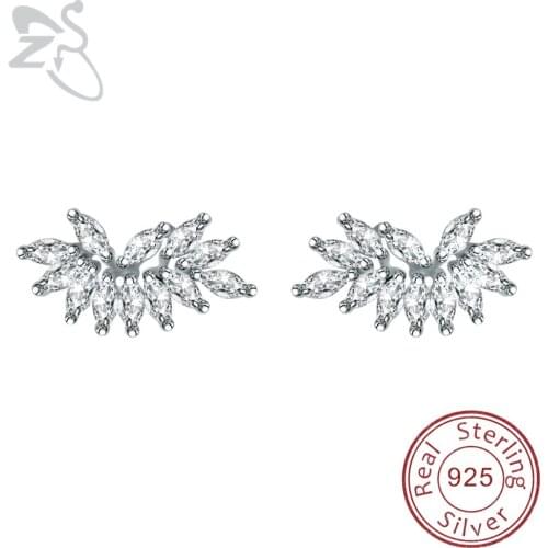 ZS Sterling Silver 925 Earrings Helix Jewellery Cubic Zircon Earring for Women Horse Eye Crystal Cartilage Studs Ear Accessories