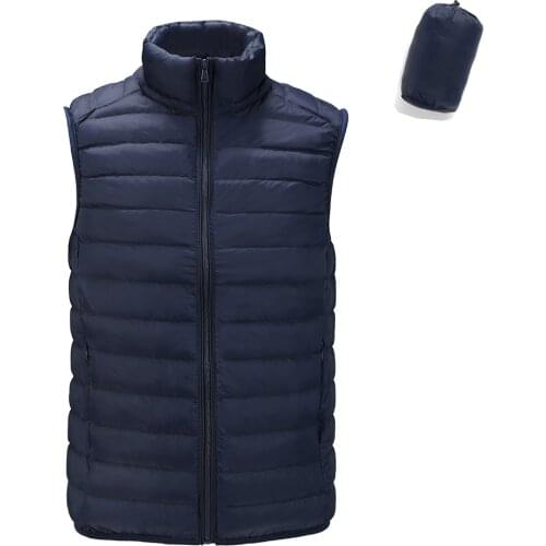 Autumn Winter New Men White Duck Down Vest Ultralight Sleeveless Vest Jacket Fashion Stand Collar Men Large Size Loose Vest