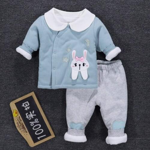 Newborn baby girls boys winter clothes outfit set coats+pants 2pcs suit for infant baby clothing 1st babies birthday sports sets