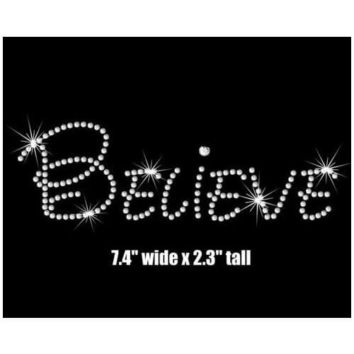 2pc/lot Believe hot fix rhinestone transfer motifs iron on crystal transfers design rhinestones fix patches for bag shoes