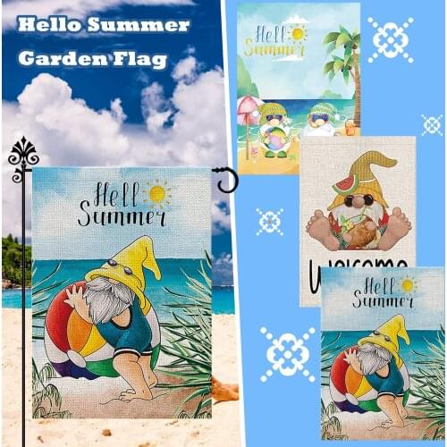 2021 New Hello summer garden sign garden flag double-sided linen printing courtyard outdoor decoration 30x45cm