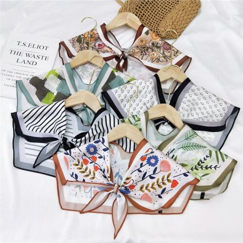 2021 Women Silk Scarves Detachable Choker Necklace Collars Female Shirt Fake Collar Blouse Small Scarf Girls False Collar Cape