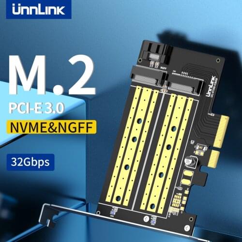 Unnlink PCIE to M2 Adapter NVME M.2 PCI Express Adapter 32Gbps PCI-E Card x4/8/16 M&B Key SSD Computer Expansion Card