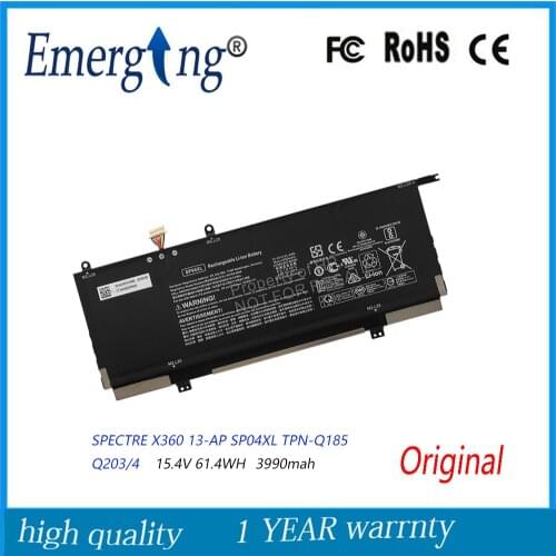 15.4V 61.4WH New Original SP04XL Laptop Battery for HP SPECTRE X360 13-AP SP04XL TPN-Q185 Q203/4