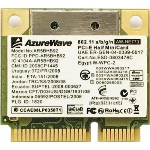 Atheros AR5BHB92 AR9280 Dual-Band 2.4G/5GHz 802.11a/b/g/n 300Mbp Wireless wifi half mini pci-e Card