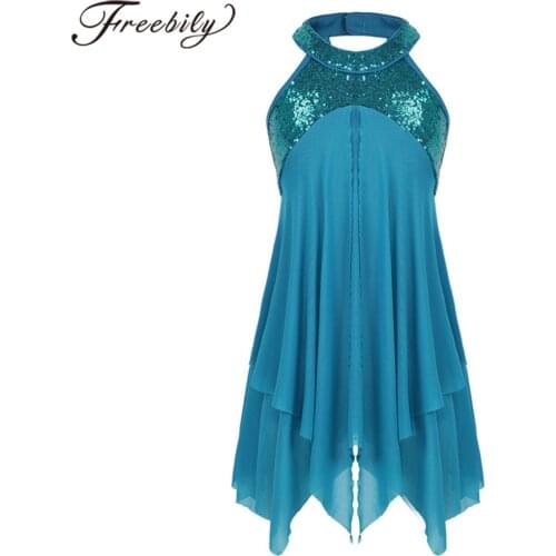 Ballet Dress Kids Girls Sequins Gymnastics Leotard Modern Ballroom Lyrical Dance Costume Performance Dancing Skating Dress