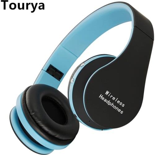 Tourya Wireless Headphones Bluetooth Headset Foldable Headphone Adjustable Earphones With Microphone For PC mobile phone Mp3