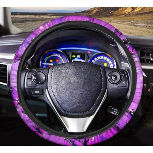 INSTANTARTS Steering Wheel Cover Cute 3D Butterfly Animal Pink Universal Steering Wheel Cover 15 inch for Women Car Accessories