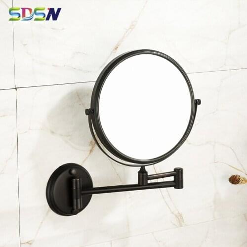 Black Bronze Bathroom Mirrors SDSN Quality Brass Bath Cosmetic Mirror Double Face Folding Bathroom Mirrors Antique Bath Mirrors
