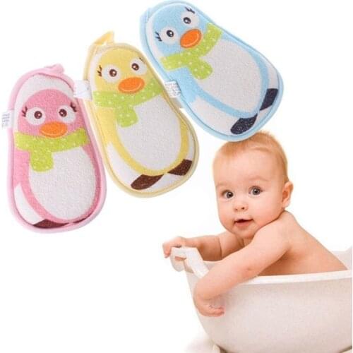 Baby Towel Accessories Little Penguin Infant Shower Faucet Bath Brushes Sponge Cotton Rubbing Body Wash Child Bath Brushes