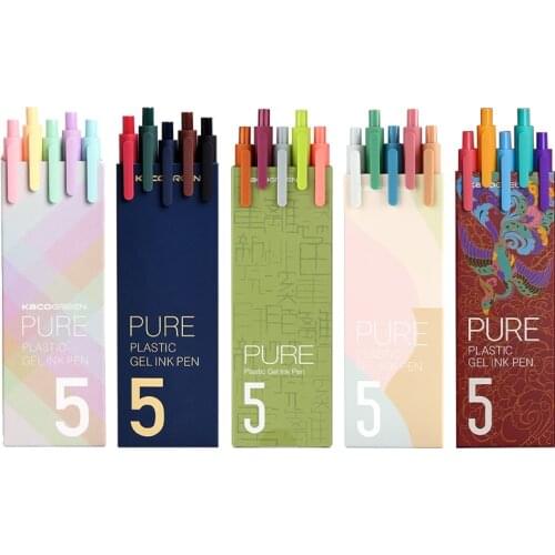 KACO SHUYUAN Gel Pens 0.5mm Pure Color Body Macaron Retro Morandi Style Water-Based Ink Student Office Writing Pen