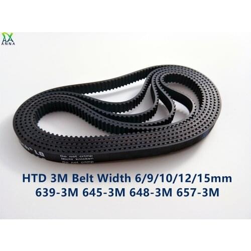 HTD 3M Timing belt C= 639 645 648 657 width 6/9/10/12/15mm Teeth 213 215 216 219 HTD3M synchronous 639-3M 645-3M 648-3M 657-3M