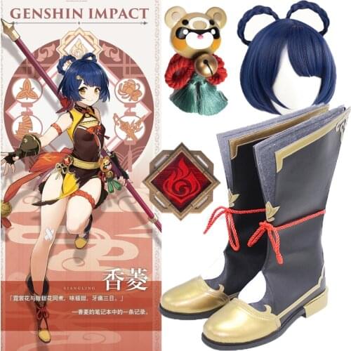 Game Genshin Impact Cosplay shoes Boots Xiangling Cosplay Wigs Genshin Impact Cosplay Waist props Boots Halloween suits Anime