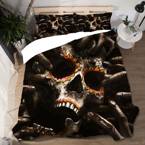 The Walking Dead Printing Cotton Bedding Sets Queen King Size Skull Bedding Set Duvet Cover Bed Sheets Pillow Cases Bed Linen