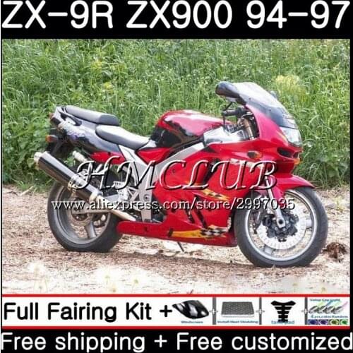 Body For KAWASAKI stock red hot NINJA ZX900 ZX-9R 1994 1995 1996 1997 66HC.9 ZX 9 R 94 97 ZX 9R 900CC ZX9R 94 95 96 97 Fairing