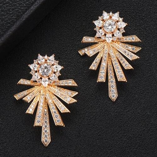 LARRAURI Luxury Korean Dubai Cubic Zircon Statement Earrings In Jewelry Trendy Womens Stud Earrings boucle d'oreille femme 2019