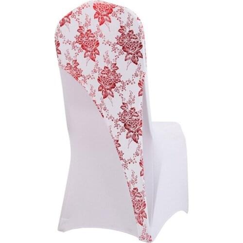 Marious Many colors fast delivery !! 50 pcs/lot Print Wedding Chair Sashes & hotel spandex chair hood Free Shipping