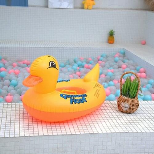 Cute Yellow Duck Swimming Ring Baby Inflatable Ring Float Circle Childrens Inflatable Mattress Water Sports Toy
