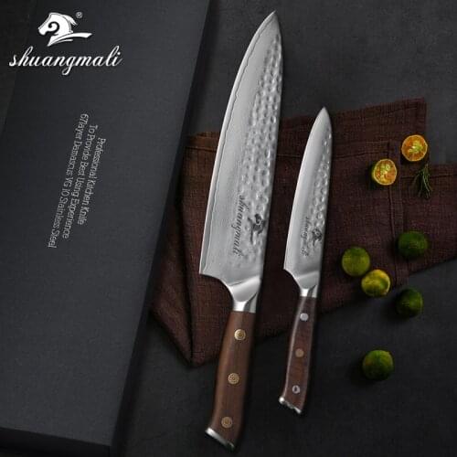 2 PCS Kitchen Chef Knife Set 67Layer VG10 Damascus Steel Kitchen Knife Set Utility Cook Fruit Santoku Cutter Cleaver Chef Knives