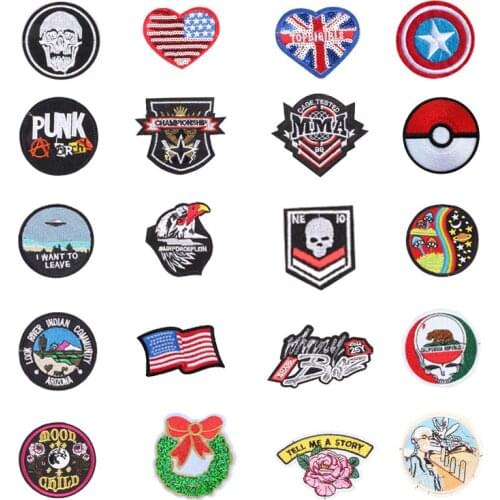 Flag Planet Things Iron On Patches For Clothing Embroidery Sewing Badge Stripe On Clothes Cute DIY Sequin Applique F