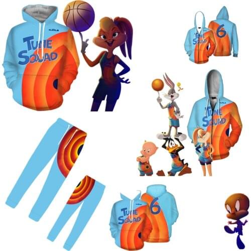 2021 Space Jam 2 A New Legacy James Hoodie Movie Cosplay Sweatshirt Zipper Jacket Coat Pullover Tracksuit Pants Men Women