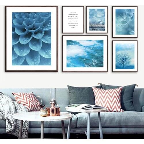 Dandelion Ocean Wave Dahlia Dead Grass Wall Art Canvas Painting Nordic Posters and Prints Wall Pictures For Living Room Decor