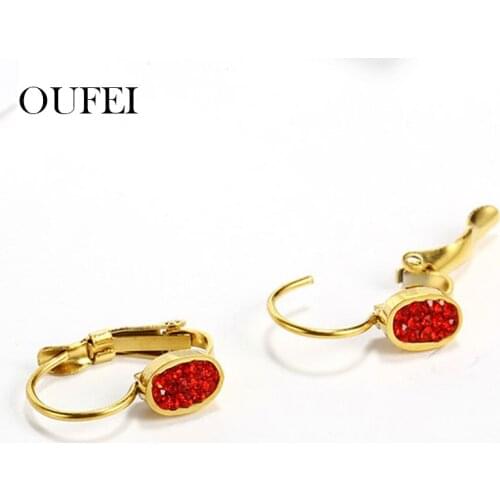 OUFEI Stainless Steel Jewelry Woman Small Earrings For Women Black Earings Fashion Jewelry Accessories Free Shipping