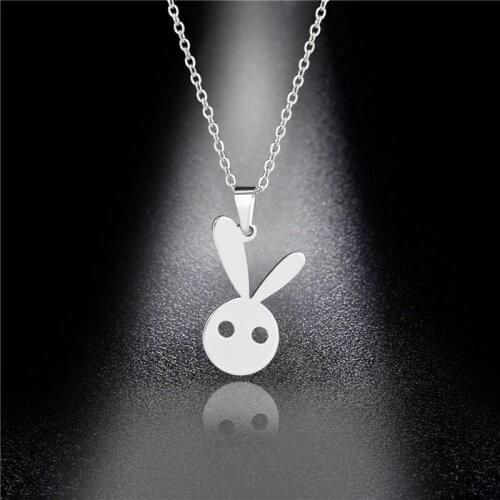 Cute Stainless Steel Necklace For Women Rabbit Choker Chain Pendant Gold Bird Kitty Footprint Animal Necklace Wedding Jewelry