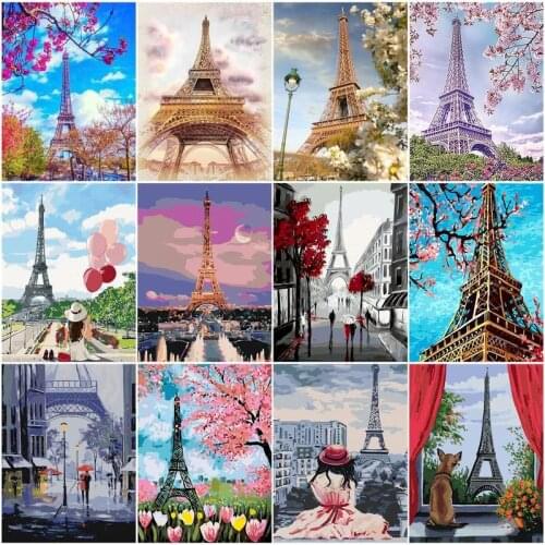 Landscape Oil Painting By Number On Canvas With Frame Diy Kit For Adult Drawing Acrylic Paint Picture Of Coloring By Numbers Art