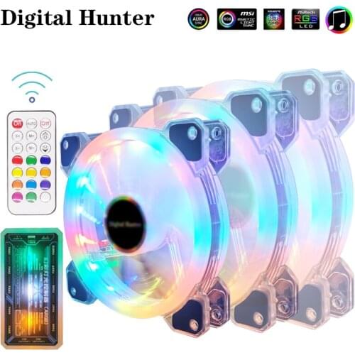 PC Case Cooler Fan 120mm RGB Mute Adjustable LED 12V Motherboard AURA SYNC 5V/3pin With RF Remote Controller Cooler Fans