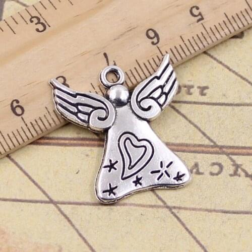 15pcs Charms Pray Angel Heart Star 27x24mm Tibetan Silver Pendants Crafts Making Findings Handmade Antique DIY Jewelry